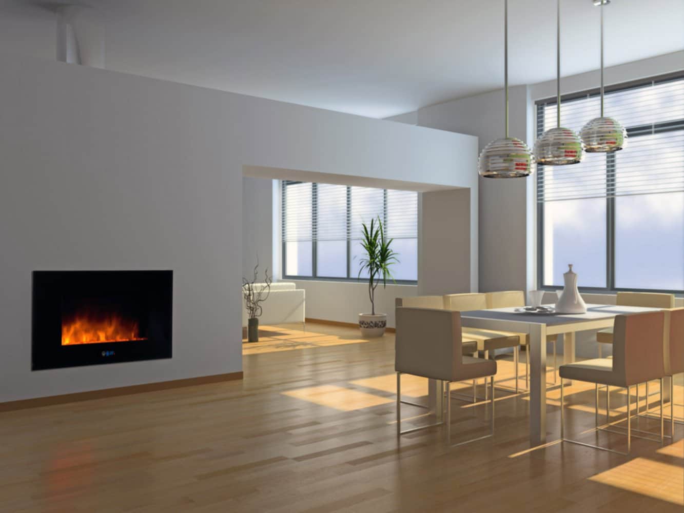 Foyer électrique à bûches avec effet flammes et chauffage 3XL 24x110cm -  CHEMIN'ARTE - Mr.Bricolage