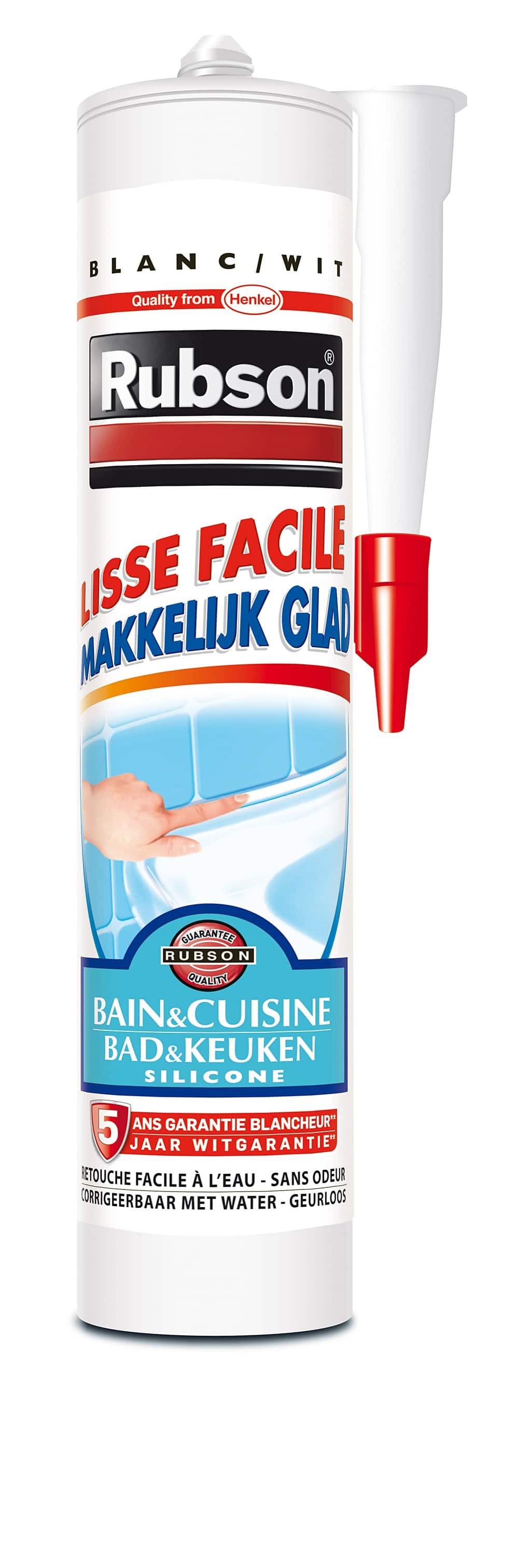 Mastic silicone blanc joints lisse Rubson 280ml