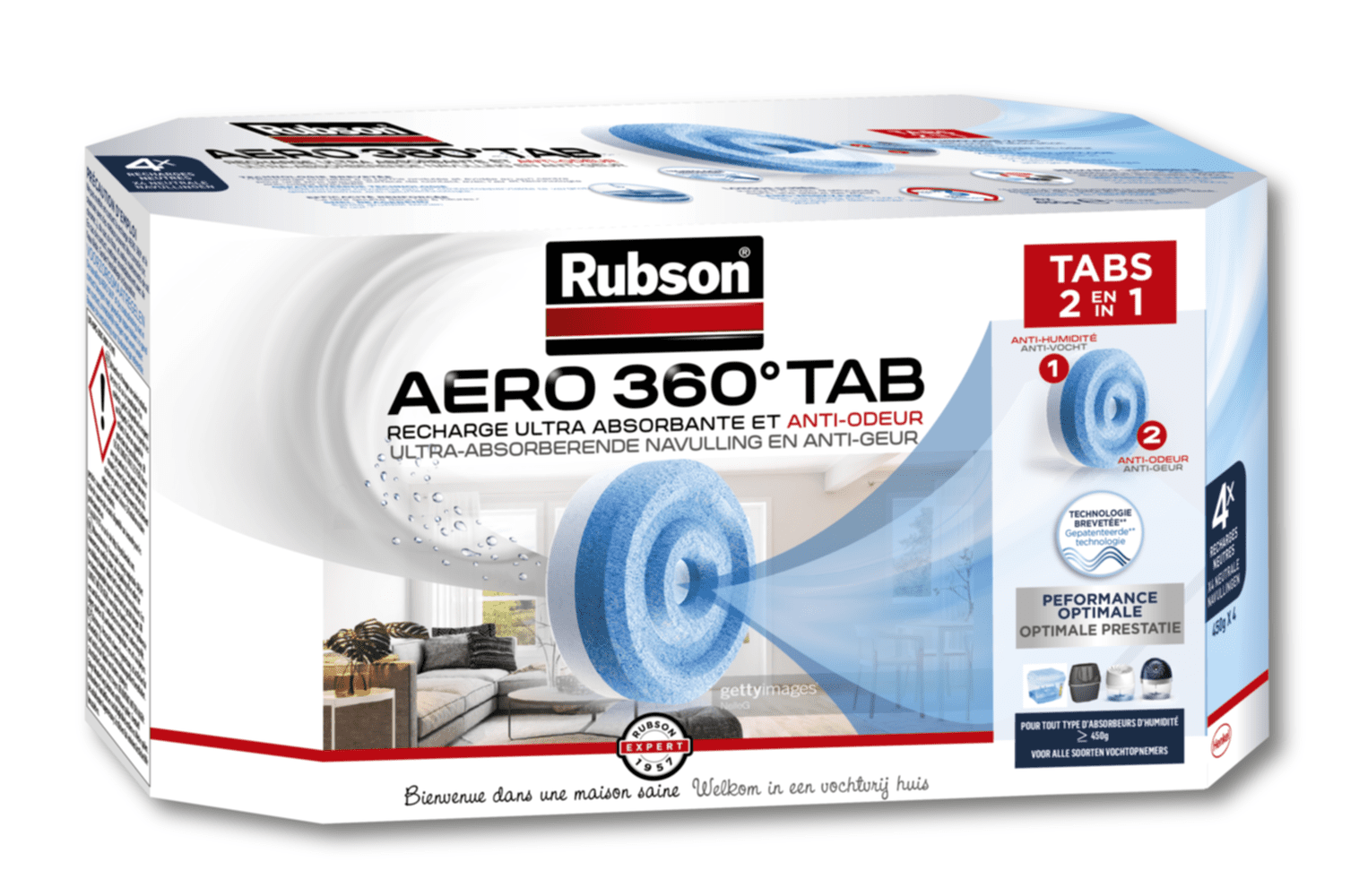Rubson AERO 360° Absorbeur d'humidité Salle de bain (1 appareil + 1  recharge de 450 g) – Déshumidificateur anti-odeur – Absorbeur anti-humidité  & condensation : : Cuisine et Maison