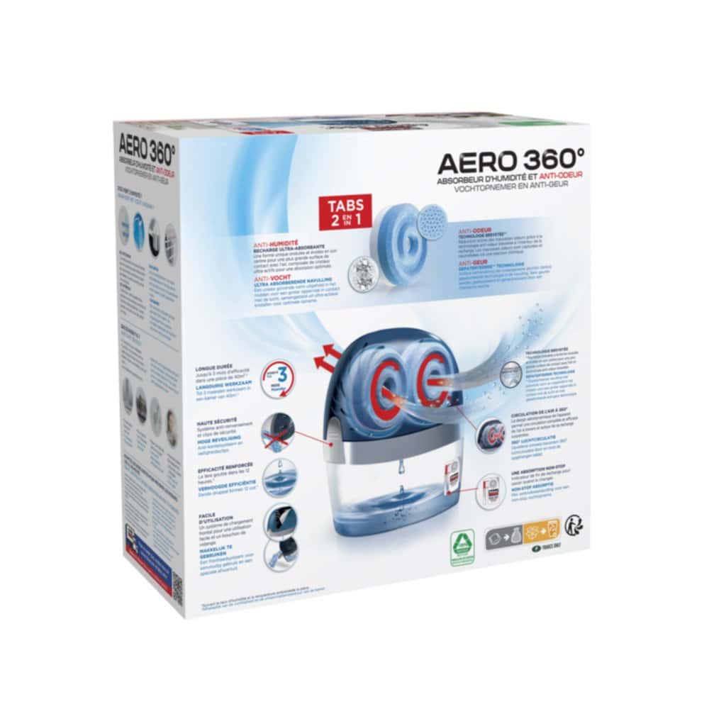 AERO 360° Absorbeur d'humidité , déshumidificateur, anti odeurs anti  moisissure