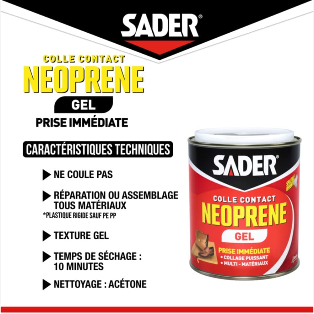 Colle Contact Néoprène Gel 750ml - SADER - Mr.Bricolage
