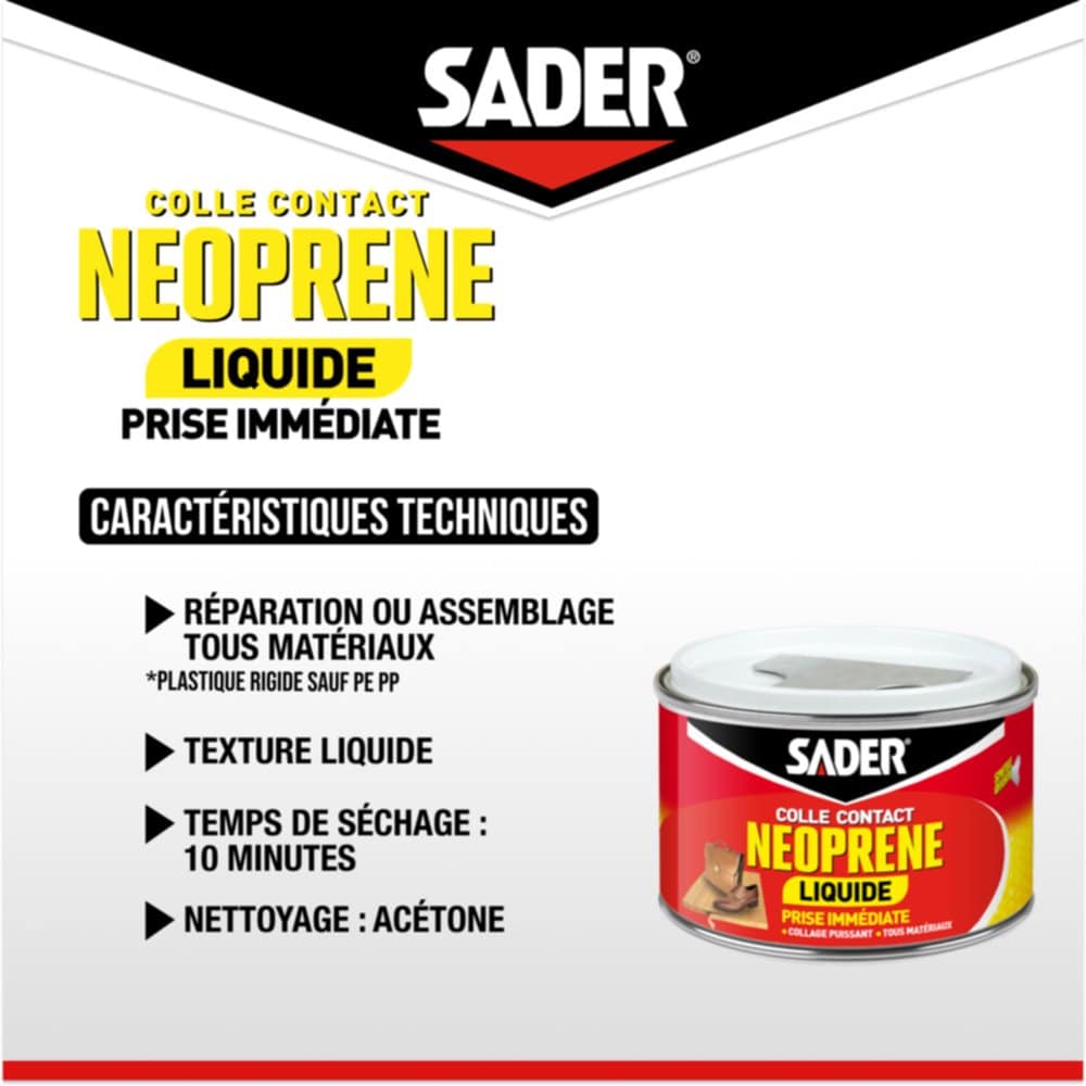 Colle contact néoprène liquide Sader 125ml