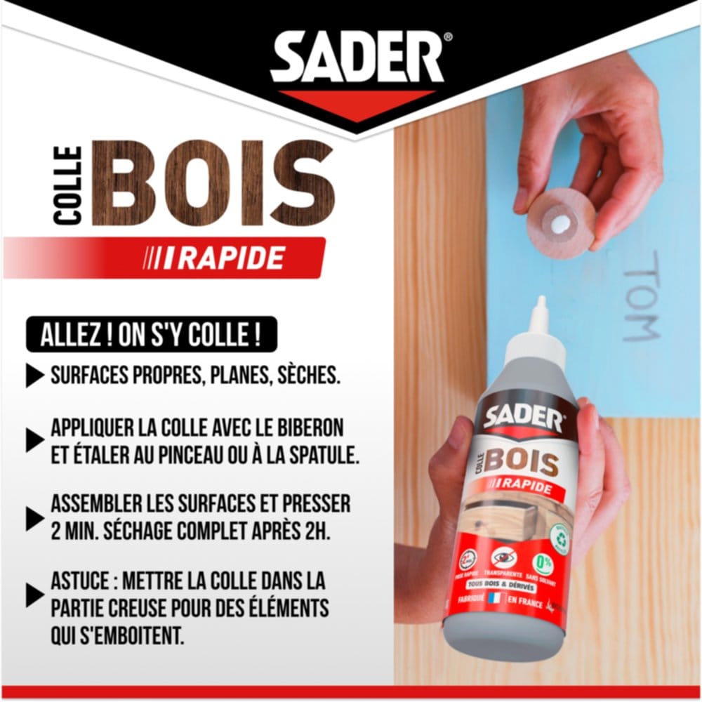 SADER - Colle bois prise progressive 100g - Colle à bois vinylique