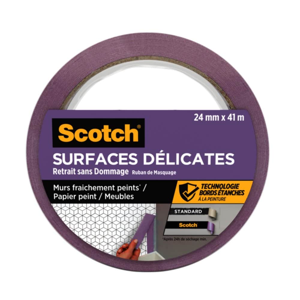 Ruban de masquage Surfaces Délicates Scotch®, 24 mm x 41 m, 1  Rouleau/Emballage, PEFC Controlled Sources SGSCH-PEFC-COC-110078