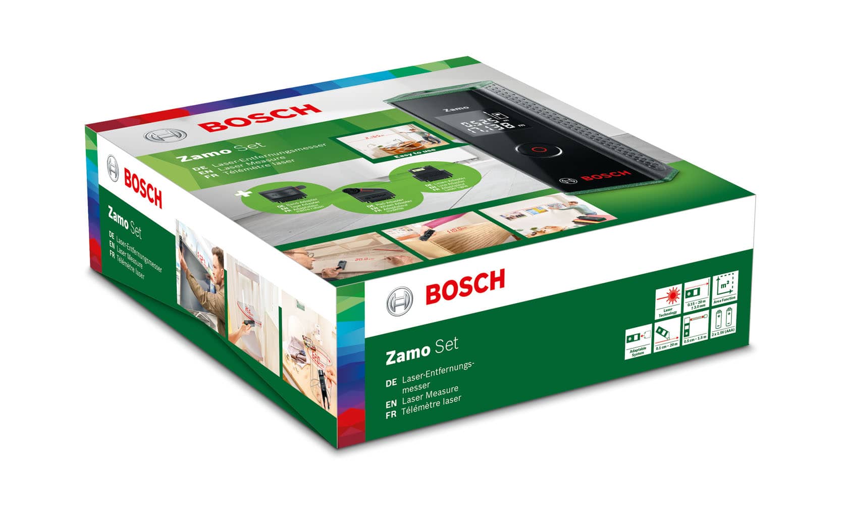 Bosch télémètre laser ,Zamo 4ème génération ,3 attachements, Le télémètre  plus plus plus! 3 têtes 
