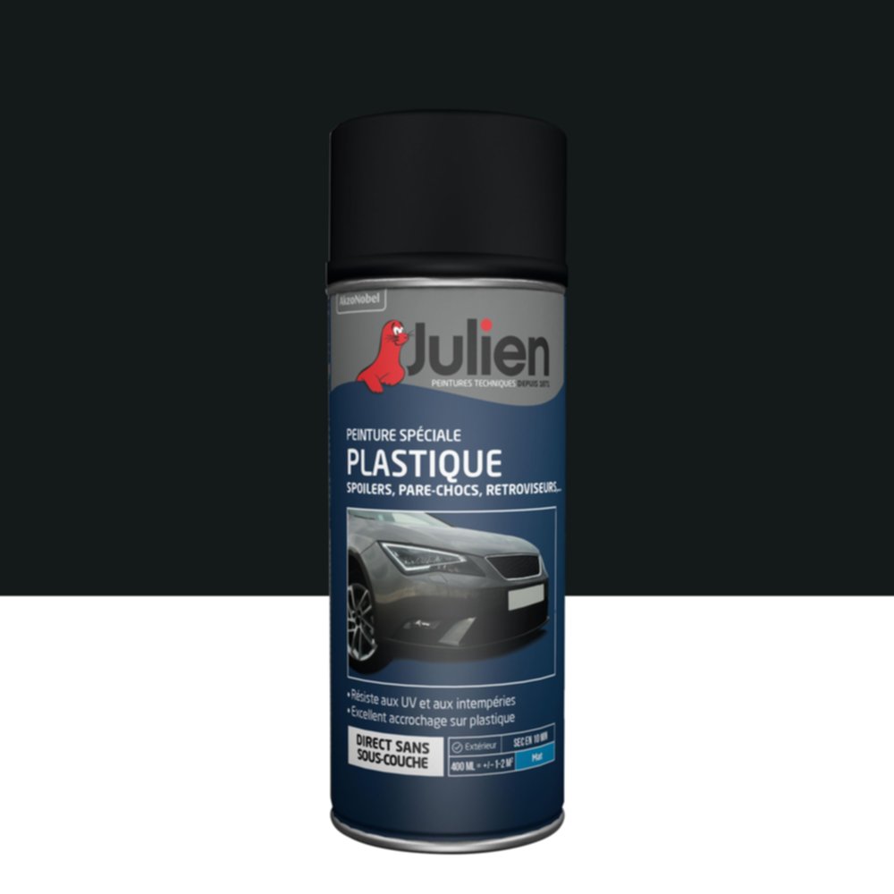 Peinture aérosol Vehicule Special Plastique Noir Mat 400ml - JULIEN -  Mr.Bricolage