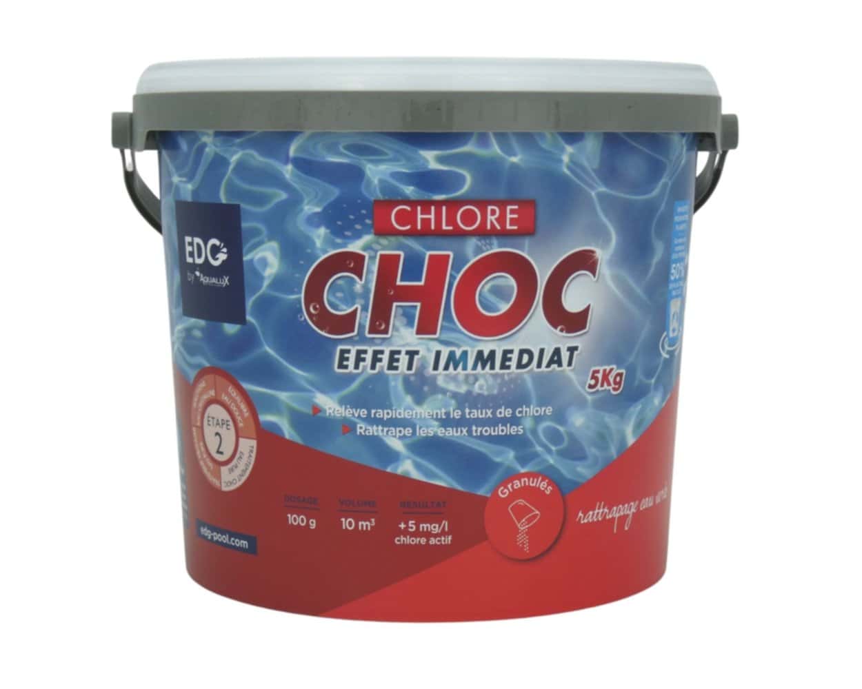 EDG By Aqualux Chlore Choc Granulés - Seau 5 kg pas cher 