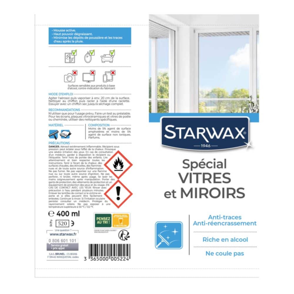 Nettoyant spécial vitres et miroirs STARWAX 0,5 L