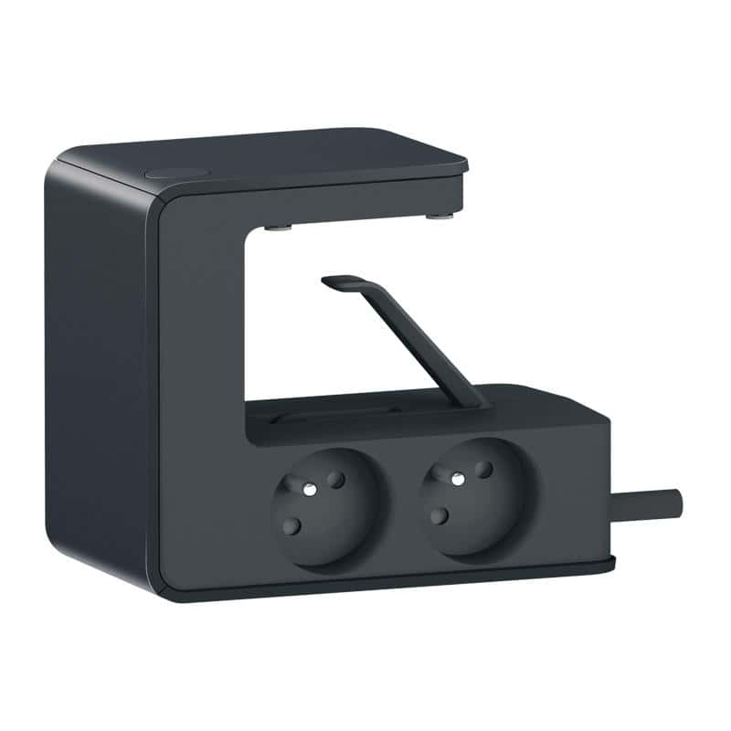 Bloc multiprise clipsable avec chargeurs USB - Noir