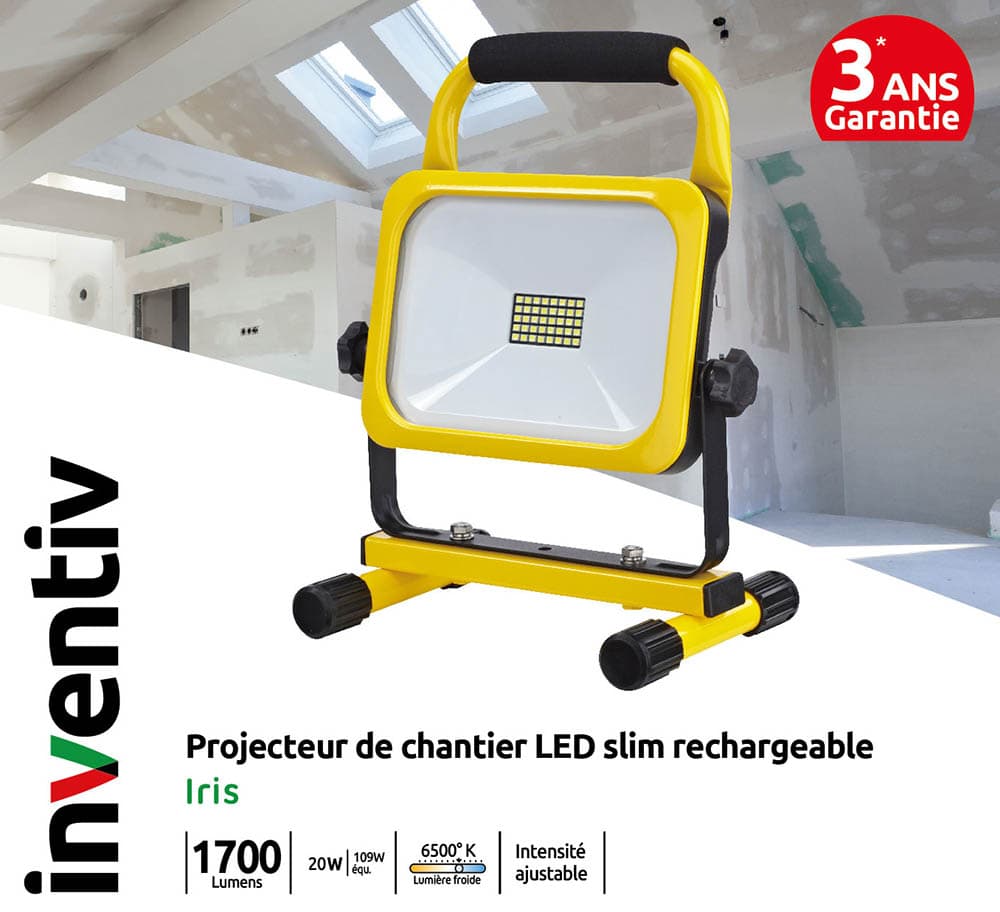 Projecteur LED Chantier Rechargeable 20W Lampe de Travail avec Rotation à  360° Lampe portable pour Chantier,Garage - Cdiscount Bricolage