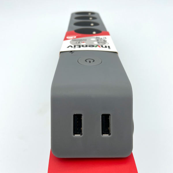 Multiprise 3 Prises 2P+T 16A Interrupteur 2 USB 1,50m Gris Noir -  Mr.Bricolage