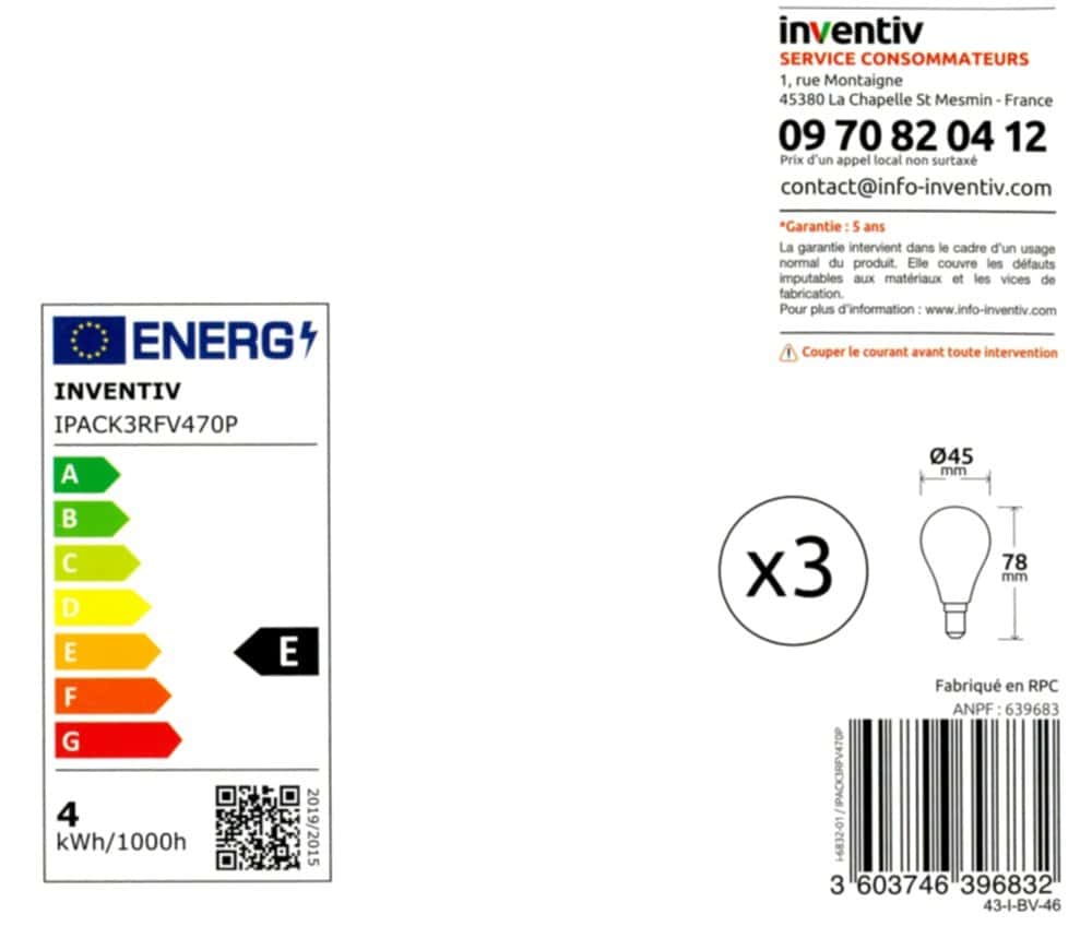 Lot de 10 ampoules LED filament B22 4W 470Lm 2700K - garantie 2 ans