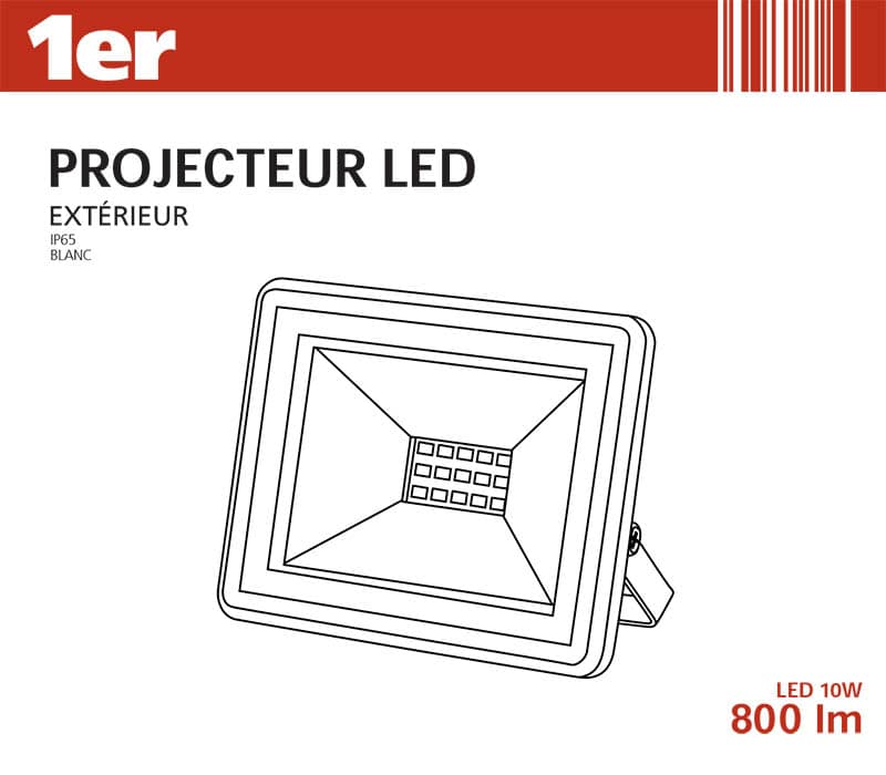 Projecteur extérieur led blanc 10w - 1ER - Mr.Bricolage