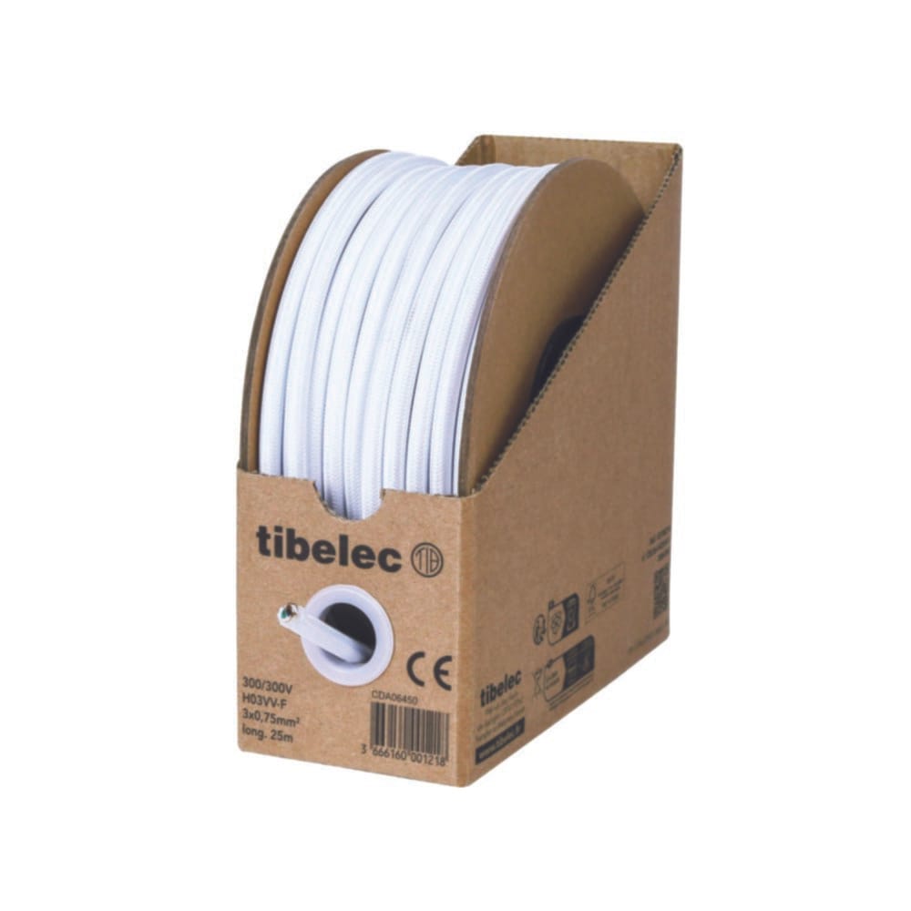 Câble électrique textile blanc - 3x0,75mm2 L.3m - Mr.Bricolage
