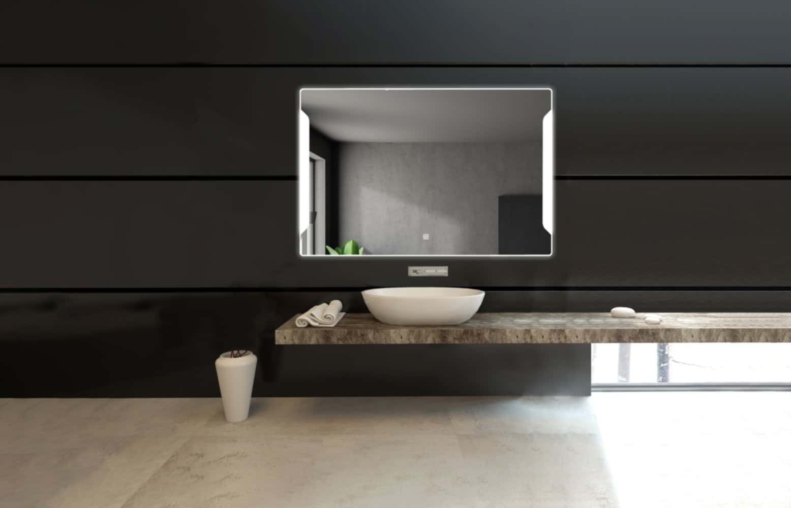 Miroir de salle de bains lumineux LED 80 x 120 cm, argenté, MPGlass Stone