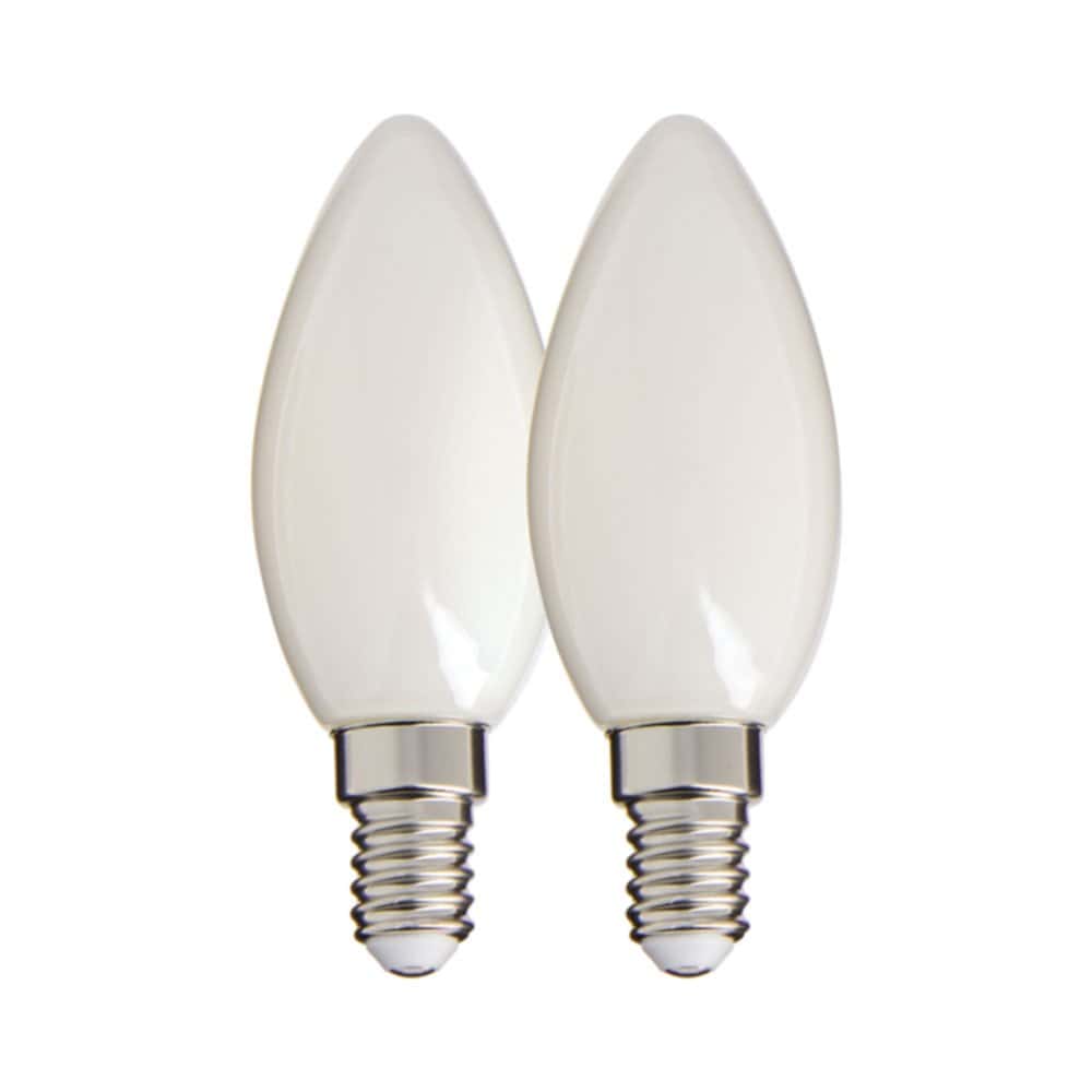2 Ampoules Filament LED Flamme Opaque E14 470Lm 40W 2700K Blanc chaud