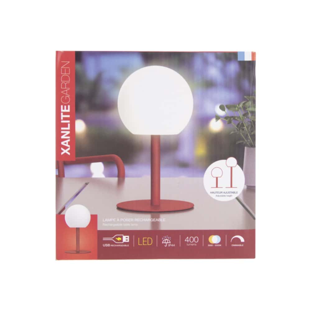 Lampe à poser boule terracota rechargeable en métal LED IP44, 400