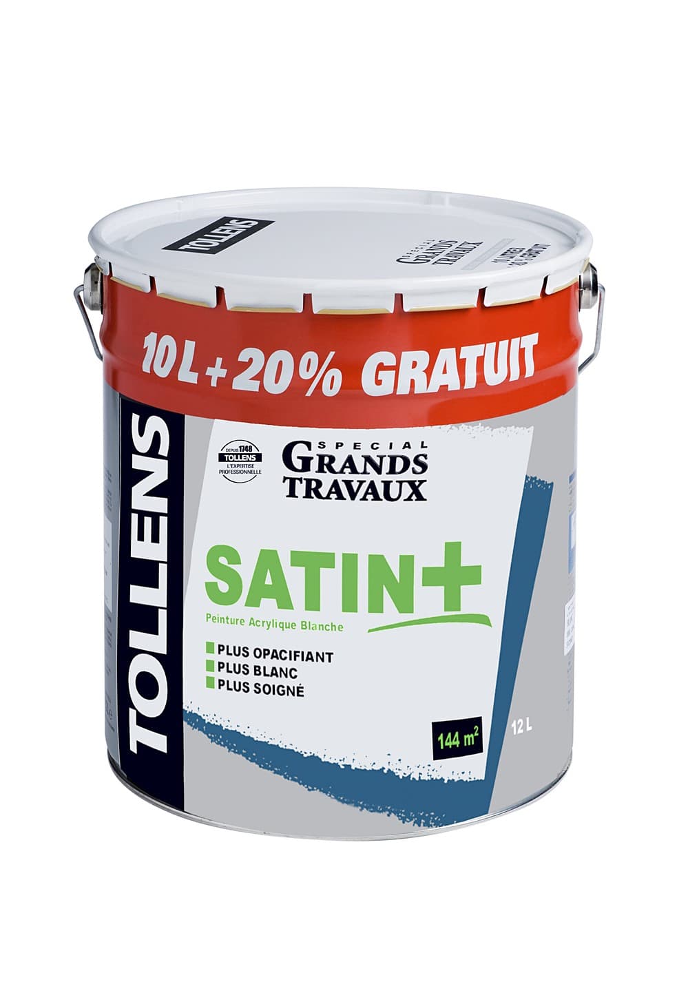 Peinture Murs et Plafonds Satin+ monocouche 10L+20% - TOLLENS - Mr.Bricolage