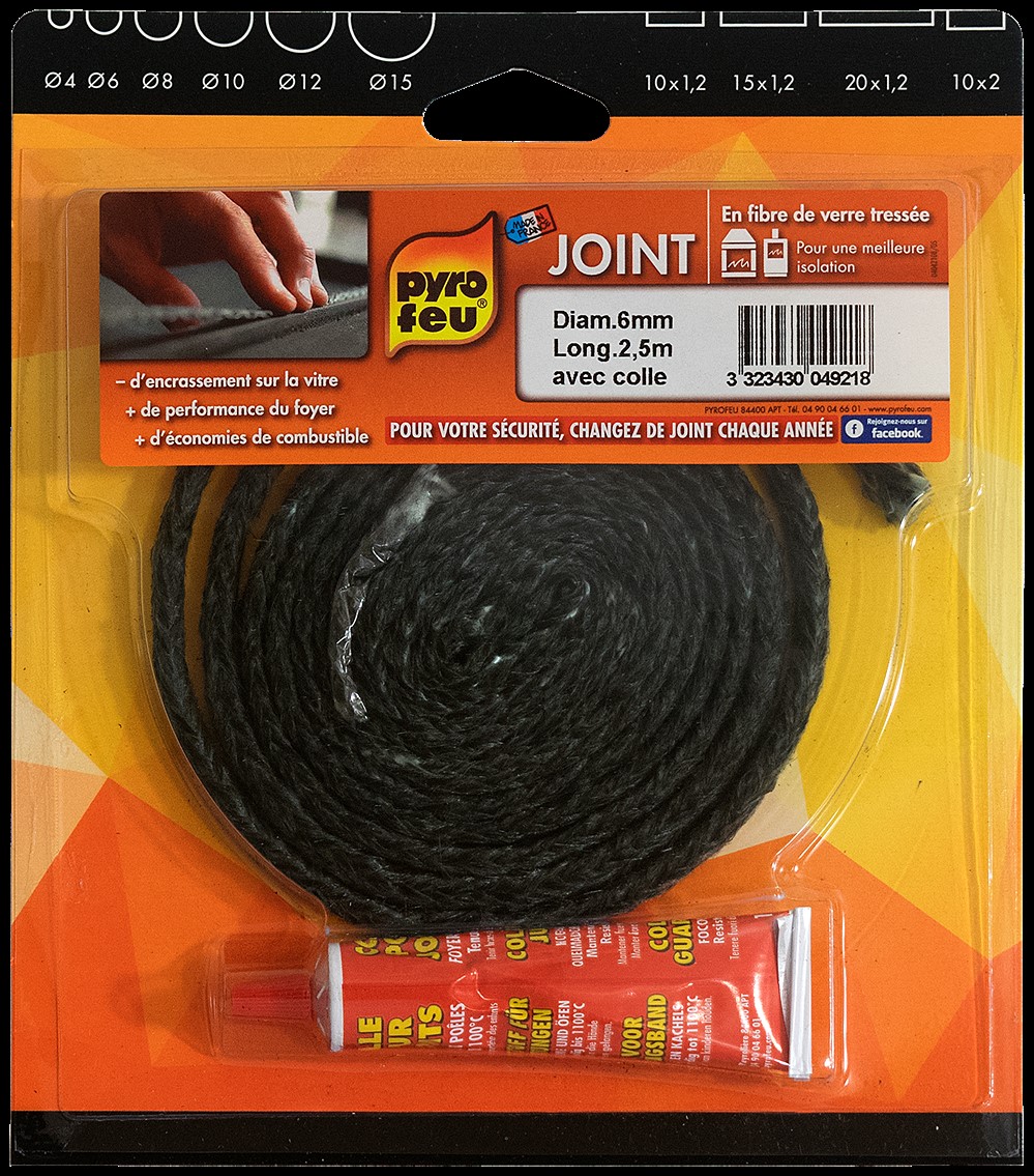 Joint noir en fibre de verre – 8 mm 4922 - Fisa S.A.