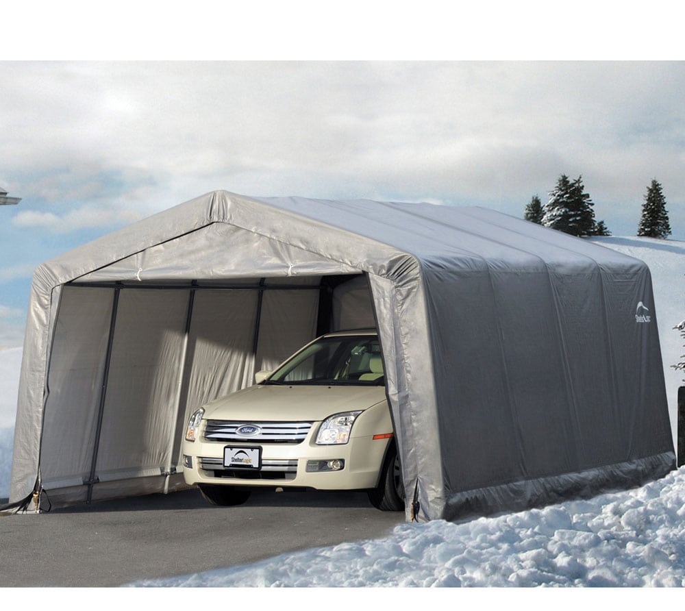 Garage en toile polyéthylène et acier 18,3 m² anthracite - Shelter Logic