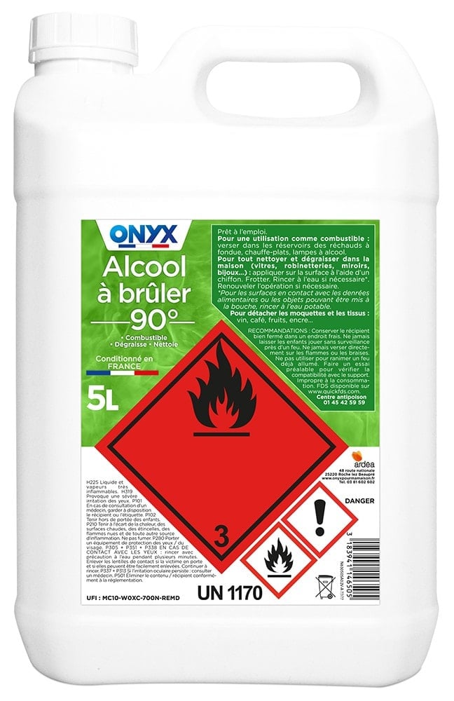 Alcool à Brûler 90° 5L - ONYX - Mr.Bricolage