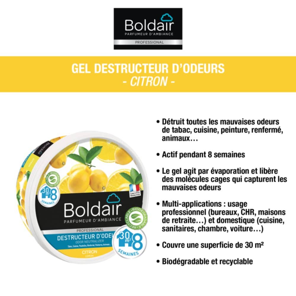 Gel Destructeur d'Odeurs Citron 300gr - BOLDAIR - Mr.Bricolage