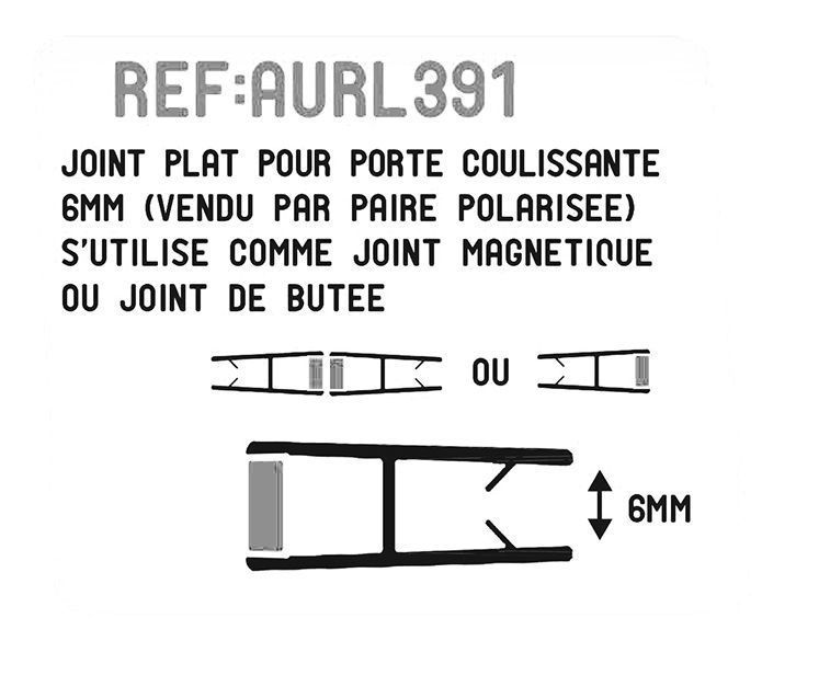 Joints x 2 magnétiques droit porte coulissante 6 mm - AURLANE - Mr.Bricolage