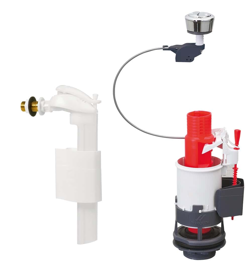 Ensemble complet double chasse d'eau à câble, robinet flotteur servo-valve  - INVENTIV - Mr.Bricolage