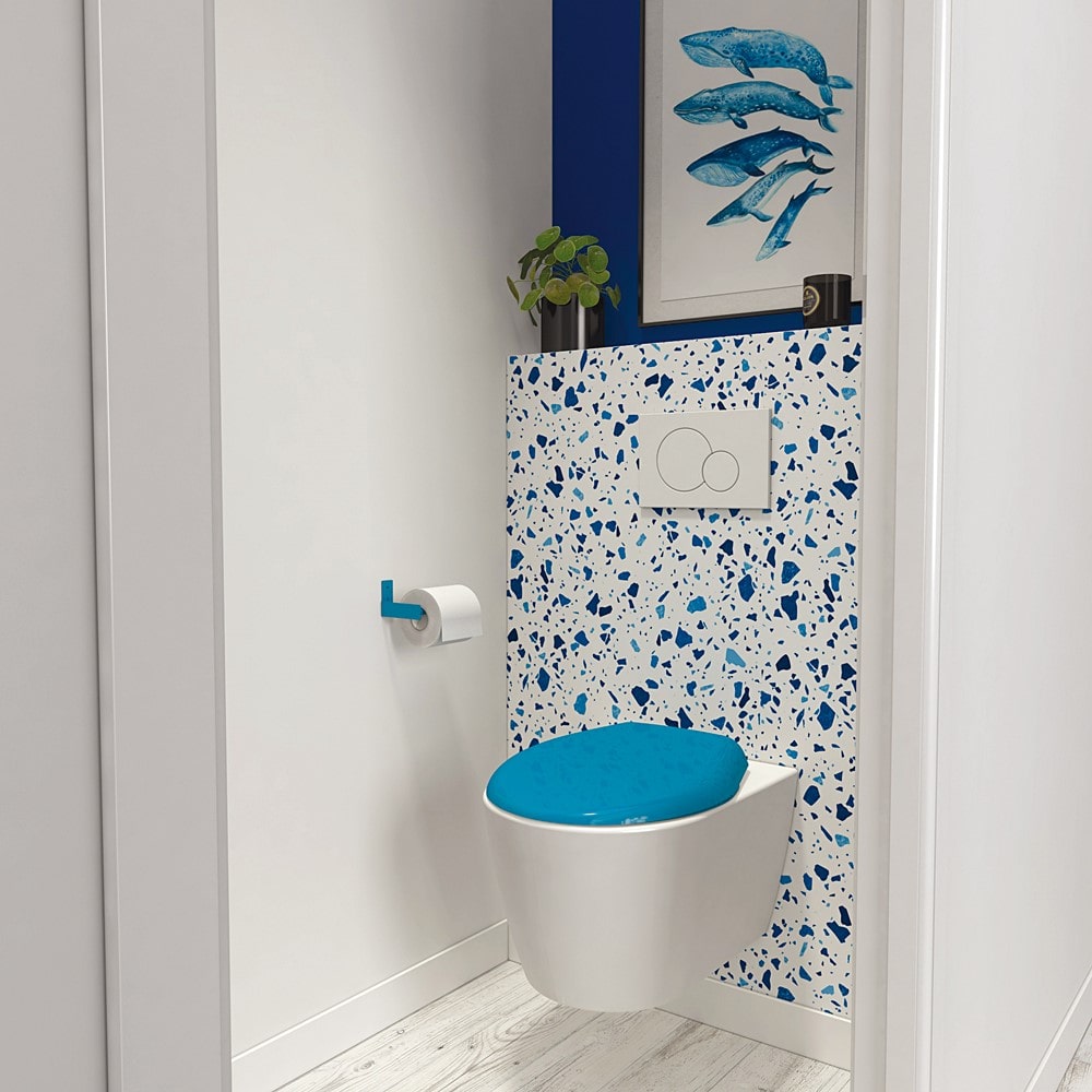 Abattant WC Marina Déclipsable PVC Bleu - Mr.Bricolage