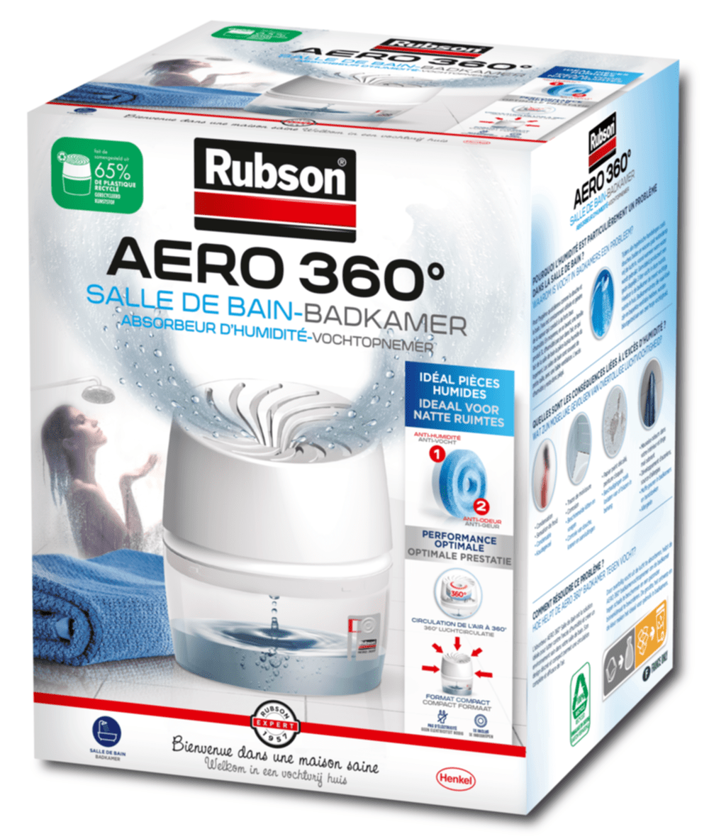 Rubson AERO 360° Absorbeur d'humidité pour pièces de 40 m² & AÉRO 360°  Absorbeur d'Humidité spécial Salle de Bain, [155] - Cdiscount Bricolage