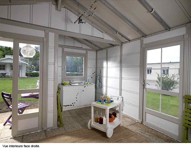 Abri de jardin PVC Déco 4,9 m² gris clair/blanc + kit d'ancrage offert -  GROSFILLEX - Mr.Bricolage