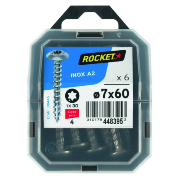 6 vis de penture Inox A2 7x60 - ROCKET