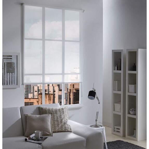 Store enrouleur voile blanc 80x250cm - INVENTIV