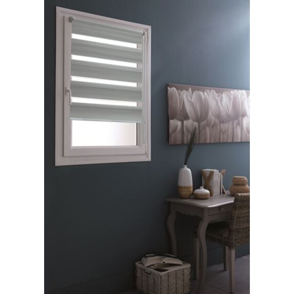 Store enrouleur Jour/Nuit gris clair 95x250cm - INVENTIV