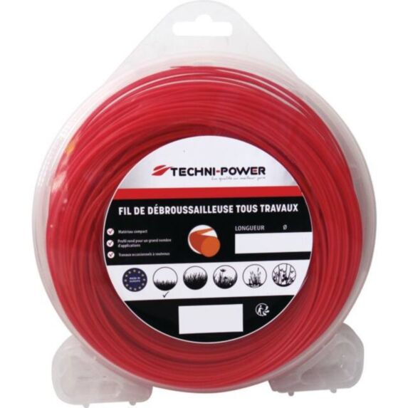 Fil de débroussailleuse rond Ø2mm 15m Techni-Power