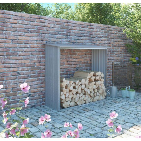Abri bûches métal/bois veilli 625 1,07m² gris