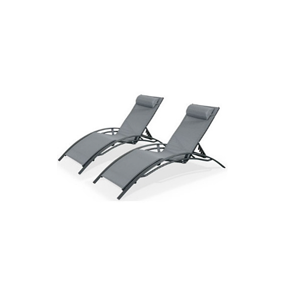2 bains de soleil Monaco® Gris - CHALET-JARDIN