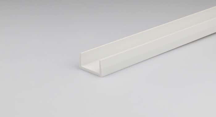 profilé U PVC ( rigide ) blanc dim. 10x18 mm ép. 1 mm lg. 2 m