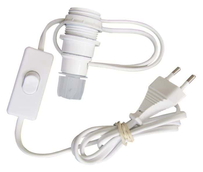 Câble électrique blanc avec Douille E14 et interrupteur, longueur