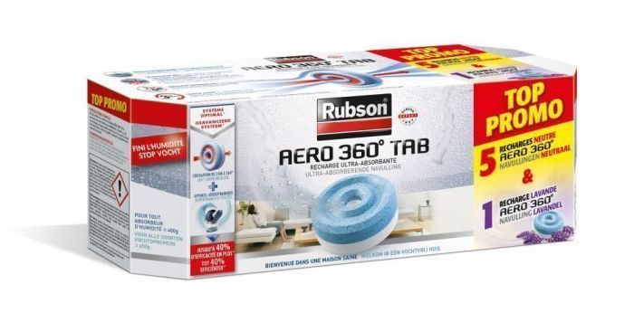 5 recharges absorbeur d'humidité Aero 360 neutre + 1 lavande - RUBSON -  Mr.Bricolage