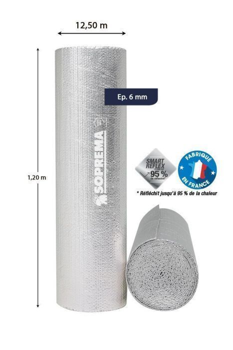 Rouleau isolant mince multiusage Pro Duoreflex Aluminium 12,5x1,2m