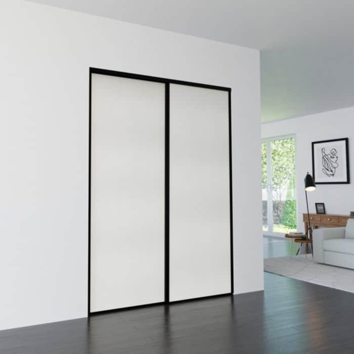 Porte de placard coulissante Blanc Architecte profil Noir H248,5xL62,2cm -  INVENTIV - Mr.Bricolage