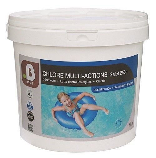 Galets de 250gr Chlore multi-actions traitement piscine 5kg - B HOME -  Mr.Bricolage