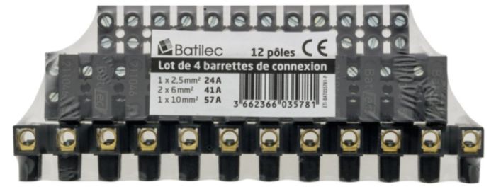 4 barettes de dominos électriques, 2,5-10 mm² rigide noir - BATILEC -  Mr.Bricolage