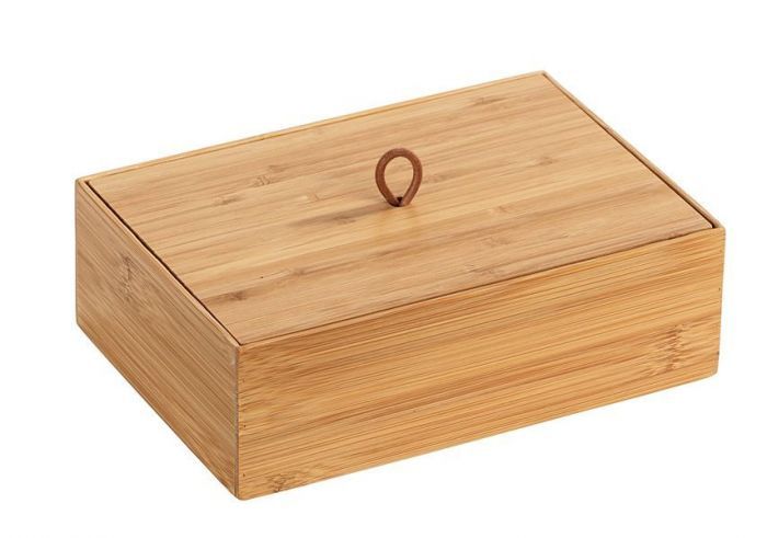 WENKO Boîte avec couvercle en bambou Terra - Boîte de rangement, panier de  salle de bain Capacité: 1.05 l, Bambou, 24 x 6 x 10 cm, naturel