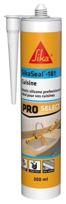 Mastic silicone Cuisine SikaSeal-181 Noir 300ml - SIKA - Mr.Bricolage