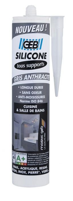 Mastic Silicone Cuisine&Bain Tous Supports Gris Anthracite 280ml - GEB -  Mr.Bricolage