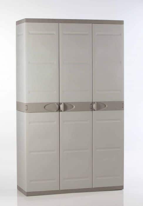 Armoire basse 3 portes intérieur/extérieur coloris beige