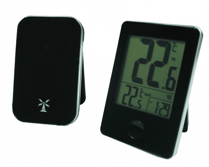 Thermomètre avec capteur extérieur sans fil noir - OTIO - Mr.Bricolage