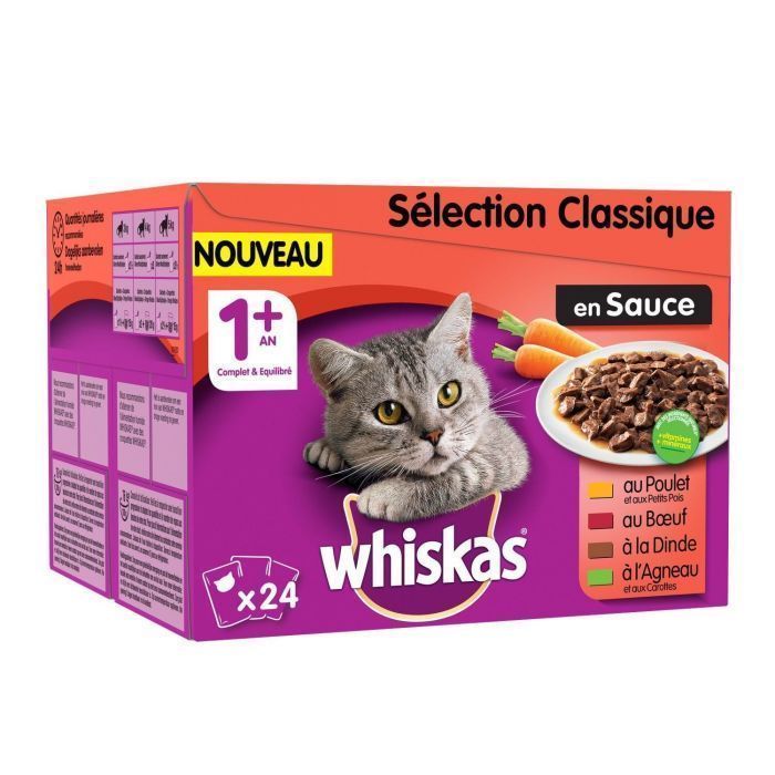 Sachet repas pour chat adulte sauce viande 2.4Kg - Whiskas - Mr